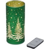  Stakleni zeleni svećnjak sa led svetlom, baterije, daljinska kontrola D.8X17CM | ePonuda.com