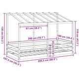  Dječji krevet s krovom voštano smeđi 100x200 cm borovina | shoptok.hr