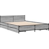  Okvir za krevet s ladicama boja sivog hrasta 135x190 cm | shoptok.hr