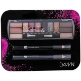Night & Day nijansa Dawn darovni set paleta sjenila za oči 8,16 g + olovka za oči 0,6 g Black + olovka za oči 0,6 g Grey