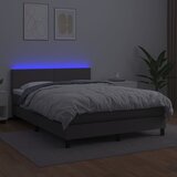  box spring s madracem LED sivi 140x200cm od umjetne kože | shoptok.hr