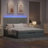 vidaXL Otomanski posteljni okvir z vzmetnico siv 160x200 cm blago | Shoptok.si