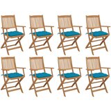 The Living Store Zložljivi zunanji stoli z blazinami 8 kosov trden akacijev les - Zunanji Stol, (21484105) | Shoptok.si
