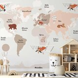  Foto tapeta - Map in Shades of Beige - Continents With Animals 100x70 Premium | shoptok.hr