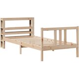 vidaXL Posteljni okvir z vzglavjem bel 75x190 cm trdna borovina, (21292586) | Shoptok.si