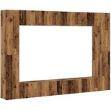  tv omara 8-delna stenski stari lesni inženirski les, (21703838) | Shoptok.si