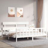Maison Chic Posteljni okvir - Dvoposteljna postelja - Zakonska postelja brez vzmetnice bel 200x200 cm trdna borovina-J3691, (21760305) | Shoptok.si