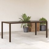 vidaXL Vrtna miza s stekleno ploščo rjav 190x90x75 cm poli ratan | Shoptok.si