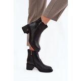 VINCEZA Leather Insulated Women's Ankle Boots on Block Cene