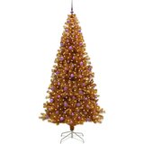 vidaXL Božično drevo med 300 LED z stojalom Zlata 240 cm PET | Shoptok.si