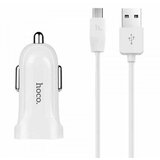  Avtopolnilec HOCO Z2A 2,4 A s kablom 1m MicroUSB, bel | Shoptok.si