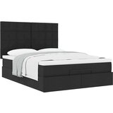 vidaXL Otomanski posteljni okvir z vzmetnico črn 140x200 cm blago | Shoptok.si