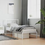 Maison Chic Kovinski Posteljni okvir - Enojna postelja - Postelja za odrasle z vzglavjem bel 80x200 cm, (21694236) | Shoptok.si