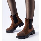 Gemre Brown ankle boots with rhinestones eco-suede Grinzane | shoptok.hr