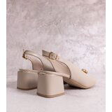 Karino Beige leather block-heeled sandals | shoptok.hr
