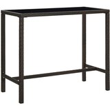 vidaXL Vrtna barska miza rjava 130x60x110 cm poli ratan in steklo Cene