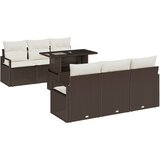  Vrtna garnitura - 7-dijelni set vrtnih sofa s jastučićima smeđi poliratan 2-sjedna vrtna sofa s pohranom i jastučićima smeđi po | shoptok.hr
