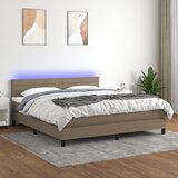  box spring s madracem LED smeđesivi 180x200 cm tkanina | shoptok.hr