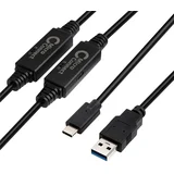 Kabel USB C-A 3.2, 10m, črn Gen 1x1, 5Gbps, 5V/1.5A, (5000117566)