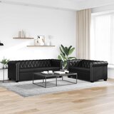  Dvosjed i trosjed Chesterfield od umjetne kože smeđi | shoptok.hr