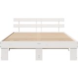 Bijeli okvir kreveta s uzglavljem 140x200 cm od čvrstog drveta bor | shoptok.hr