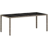  Vrtni stol sa staklenom pločom sivi 190x90x75 cm od poliratana Siva | shoptok.hr
