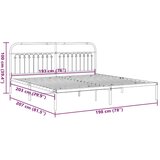 Metalni okvir za krevet s uzglavljem bijeli 193x203 cm | shoptok.hr