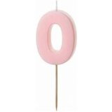 PARTY DECO svečka za rojstni dan številka 0, svetlo roza, 5,5 cm | Shoptok.si