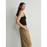 Reserved - Satenske hlače s cargo džepovima - prljavosmeđe | shoptok.hr