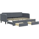 vidaXL Izvlečna dnevna postelja s predali temno siva 90x200 cm žamet | Shoptok.si