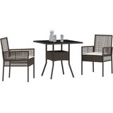vidaXL 3 delni set vrtnia jedilna garnitura rjava polirattan | Shoptok.si