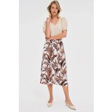 Marisse Brown Plant Print Midi Skirt Cene