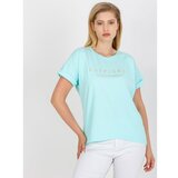 Fashion Hunters Mint plus size t-shirt with gold lettering Cene