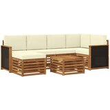 vidaXL Kotna sedežna garnitura z blazino 6 pcs Naravna in smetana, (5000271223) | Shoptok.si