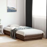 vidaXL Posteljni okvir LED lučkami rjavi hrast 100x200 cm | Shoptok.si
