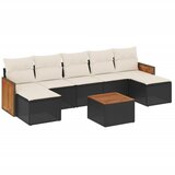 vidaXL Vrtna sedežna garnitura 8-delna z blazinami črn poli ratan, (21045258) | Shoptok.si
