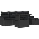 vidaXL set od 6 komada vrtnih sofa s jastučićima Crni poli ratan | shoptok.hr