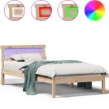 vidaXL Posteljna podlaga z vzglavjem in LED 80x200 cm Trdna borova les | Shoptok.si