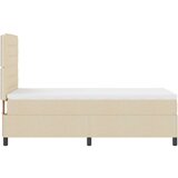  Postelja s škatlo z vzmetnico Bež 90x200 cm Tkanina, (22083090) | Shoptok.si
