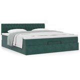 vidaXL Otomanska postelja z ležiščem Temno zelena 160x200 cm Žamet | Shoptok.si
