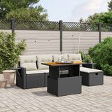 6-dijelni set vrtnih sofa s jastucima crni od poliratana | shoptok.hr