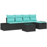 vidaXL Vrtna sedežna garnitura z blazino 6 pcs Črna Poly ratan, (5000144669) | Shoptok.si