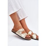 EVENTO Women Sandals With Buckles Made Of Eco Leather Golden Iskira | shoptok.hr