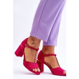 VINCEZA Suede High Heel Sandals With Cubic Zirconia Fuchsia Aniya | shoptok.hr