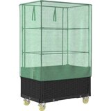  Povišena gredica s pokrovom i kotačima 80 x 50 x 182 cm Crna | shoptok.hr