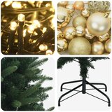  Umjetno božićno drvce s kuglicama 150 cm 150 LED lampica - 150 cm s LED-ima i zlatnim/bronzanim kuglicama Zelena | shoptok.hr