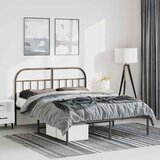 Maison Chic Kovinski posteljni okvir - Dvoposteljna postelja - Zakonska postelja z vzglavjem črn 150x200 cm-J56, (21776768) | Shoptok.si