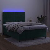 Krevet box spring s madracem LED tamnozeleni 140x190 cm baršun | Eponuda.com