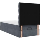 vidaXL Otomanski posteljni okvir z vzmetnicami siv 90x200cm žamet | Shoptok.si