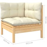  Vrtna sedežna garnitura 3-delna s krem blazinami trdna borovina, (20665206) | Shoptok.si